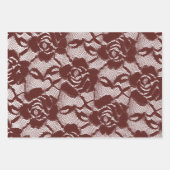 ブルガンディレッドレースフローラ ラッピングペーパーシート (正面)