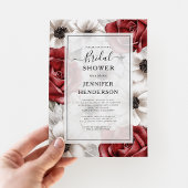 ブルガンディレッドローズアネモンフローラブライダルシャワー 招待状