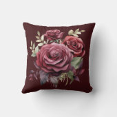 ブルガンディレッドローズクラシックフローラ クッション (裏面)