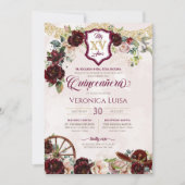 ブルガンディレッドローズチャロエレガントキンセアニェラ 招待状 (正面)