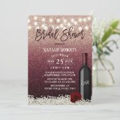 ブルガンディレッドローズ金ゴールドワインボトルブライダルシャワー 招待状 (スタンド正面)