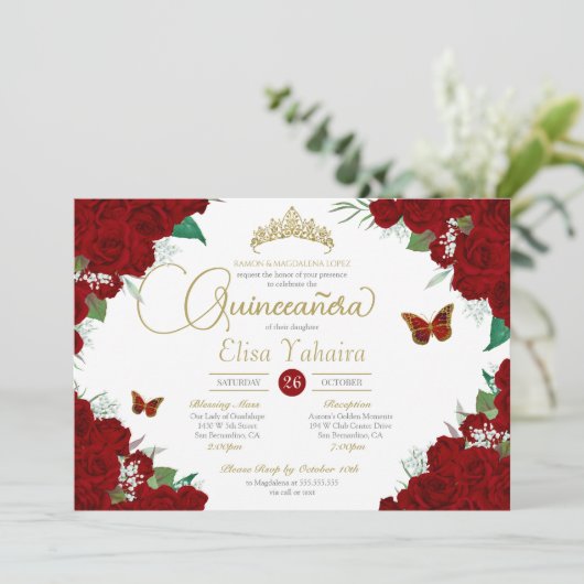 ブルガンディレッドローゼスフローラバタフライキンセアニェラ 招待状 (スタンド正面)