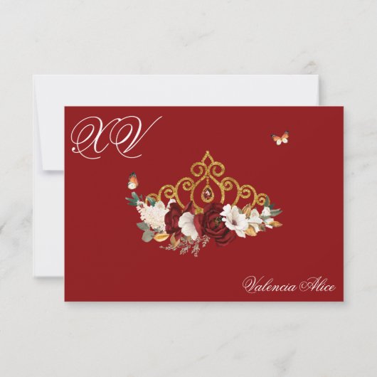 ブルガンディレッドローゼス金ゴールドティアラキンセアニェラ 出欠カード (裏面)