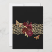 ブルガンディレッドローゼス金ゴールドレースバタフライキンセアニラ 招待状 (裏面)