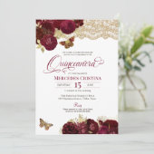 ブルガンディレッドローゼス金ゴールドレースバタフライキンセアニラ 招待状 (スタンド正面)