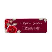 ブルガンディレッドローゼズウォーターカラー差出人住所 ラベル (正面)