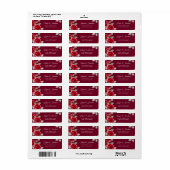 ブルガンディレッドローゼズウォーターカラー差出人住所 ラベル (フルシート)