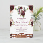 ブルガンディレッドローゼズホースクレストスウィート16誕生日I 招待状 (スタンド正面)