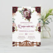 ブルガンディレッドローゼズホースクレスト素朴キンセアニェラ 招待状 (スタンド正面)