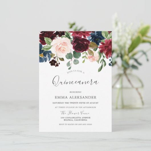 ブルガンディレッドワインビューティフルキンセアニェラ招待状 招待状 (スタンド正面)