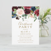 ブルガンディレッドワイン金ゴールドクリスマスパーティー招待状 招待状 (スタンド正面)