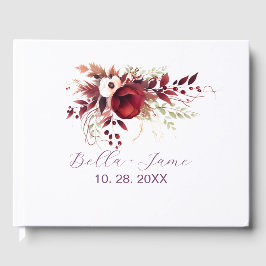 ブルガンディレッド結婚フローラズゲストブック ゲストブック