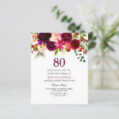 ブルガンディレッド赤面バジェット80th誕生日招待状 (スタンド正面)