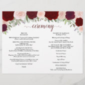 ブルガンディレッド赤面バラカトリック結婚式 プログラム (裏面)