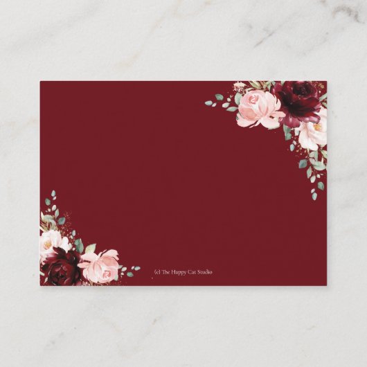 ブルガンディレッド赤面ピンク結婚フローラズ詳細 エンクロージャーカード (裏面)