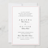  ブルガンディレッド赤面フローラクラシック結婚ズ 招待状 (正面)