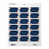 ブルガンディレッド赤面フローラホワイトレースネイビーブルー ラベル (フルシート)