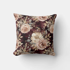 ブルガンディレッド赤面フローラ クッション