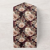 ブルガンディレッド赤面結婚フローラ オールインワン招待状 (外側)