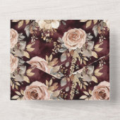 ブルガンディレッド赤面結婚フローラ オールインワン招待状 (裏面)