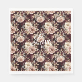 ブルガンディレッド赤面結婚フローラ スタンダードランチョンナプキン