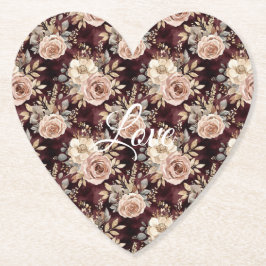 ブルガンディレッド赤面結婚フローラ ペーパーコースター