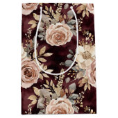 ブルガンディレッド赤面結婚フローラ ミディアムペーパーバッグ (正面)