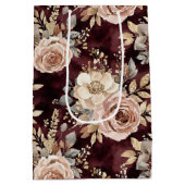 ブルガンディレッド赤面結婚フローラ ミディアムペーパーバッグ (裏面)