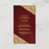 ブルガンディレッド金ゴールドグリッターハニービーキーパー 名刺 (裏面)