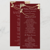 ブルガンディレッド金ゴールドフローライベント結婚式 プログラム1 プログラム (正面/裏面)