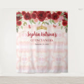 ブルガンディレッド金ゴールドフローラティアラクラウンキンセアニラ タペストリー (正面)