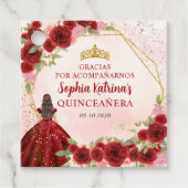 ブルガンディレッド金ゴールドフローラプリンセスティアラありがとう フェイバータグ (正面)