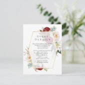 ブルガンディレッド&ホワイトフローラ結婚ズゲスト詳細 エンクロージャーカード (スタンド正面)