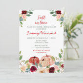 ブルガンディレッド&赤面カボチャブライダルシャワー 招待状 (スタンド正面)