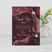 ブルガンディレッド&金ゴールドフェイクグリッターアガテスウィート16 サンキューカード (スタンド正面)