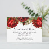 ブルガンディレッド&金ゴールドヴィンテージウェディングアコモデーション エンクロージャーカード (スタンド正面)