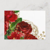 ブルガンディレッド&金ゴールドヴィンテージウェディングアコモデーション エンクロージャーカード (裏面)