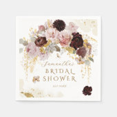 ブルガンディワイルドフラワーガーデンフローラブライダルシャワー スタンダードカクテルナプキン (正面)