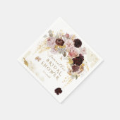 ブルガンディワイルドフラワーガーデンフローラブライダルシャワー スタンダードカクテルナプキン (角)