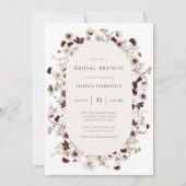 ブルガンディワイルドフラワーリースブライダルシャワー 招待状 (正面)