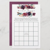 ブルガンディワインカラーフローラブライダルシャワービンゴ (正面/裏面)