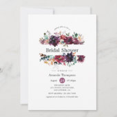 ブルガンディワインカラーフローラブライダルシャワー 招待状 (正面)