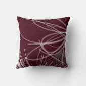 ブルガンディワイングレー抽象芸術リボンデザイン クッション (裏面)