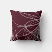 ブルガンディワイングレー抽象芸術リボンデザイン クッション (正面)