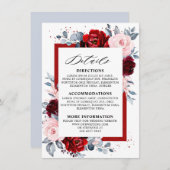 ブルガンディワインダスティブルー石板結婚ズ詳細 エンクロージャーカード (正面/裏面)