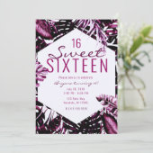 ブルガンディワイントロピカルパーム葉ズシックスウィート16 招待状 (スタンド正面)