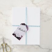 ブルガンディワイントロピカルパーム葉ズシ結婚ック ギフトタグ (より糸付き)