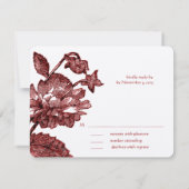 ブルガンディワインバラヴィンテージウェディング招待状 出欠カード (裏面)