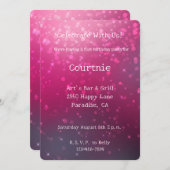 ブルガンディワインピンク《写真》ぼけ味誕生日 招待状 (正面/裏面)