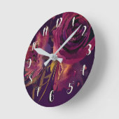 ブルガンディワインフローラバラパープルグモダンラム ラウンド壁時計 (傾斜)